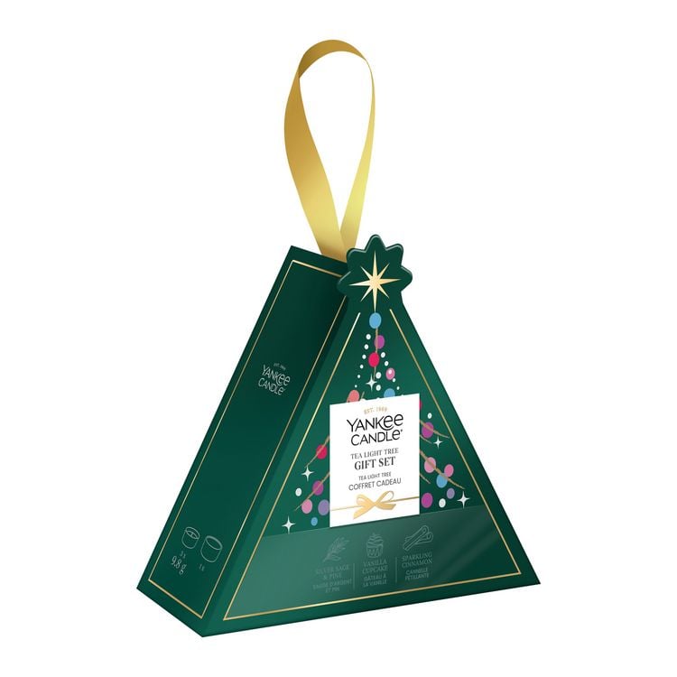 Produktbild: Yankee Candle Tea Light Tree Geschenkset. Drei Teelichter mit einem Glas-Teelichthalter