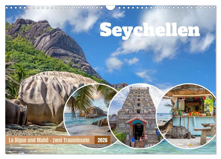 Produktbild: Seychellen: La Digue und Mah&eacute; - zwei Trauminseln (Wandkalender 2026 DIN A3 quer), CALVENDO Monatskalender