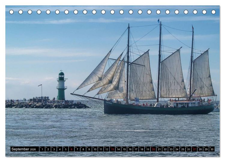 Produktbild: Segelschiffe vor Warnem&uuml;nde (Tischkalender 2026 DIN A5 quer), CALVENDO Monatskalender