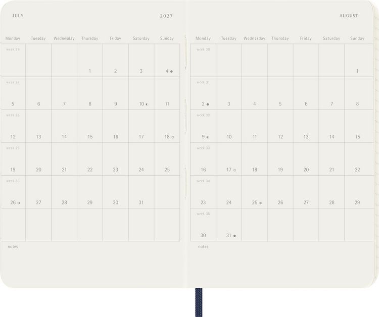 Produktbild: Moleskine 18 Monate Wochen 26/27 A6 Kt Saphir