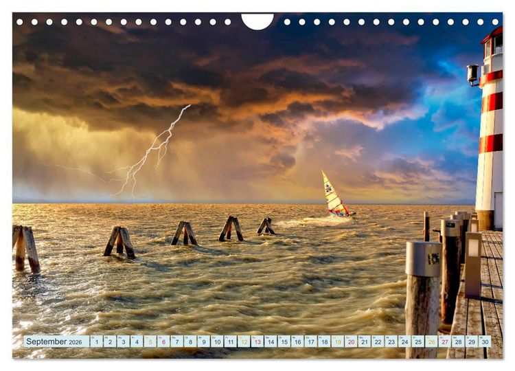Produktbild: Leuchtturm Gewitter (Wandkalender 2026 DIN A4 quer), CALVENDO Monatskalender