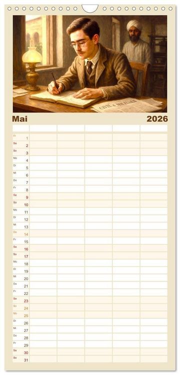 Produktbild: Familienplaner 2026 - Rudyard Kipling mit 5 Spalten (Wandkalender, 21 x 45 cm) CALVENDO