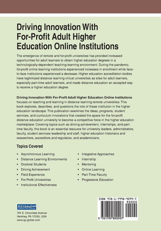 Produktbild: Driving Innovation With For-Profit Adult Higher Education Online Institutions