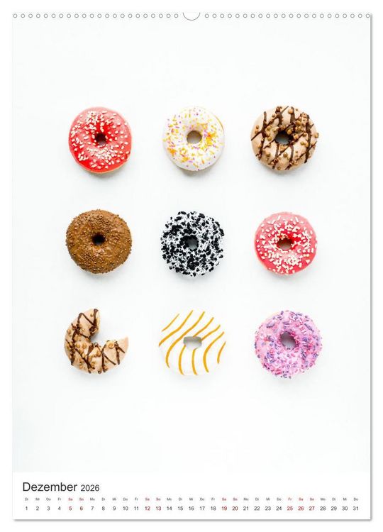 Produktbild: Donuts - Die runden Gaumenfreuden. (Wandkalender 2026 DIN A2 hoch), CALVENDO Monatskalender