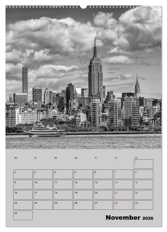 Produktbild: NEW YORK CITY Monochrome Stadtansichten (Wandkalender 2026 DIN A2 hoch), CALVENDO Monatskalender