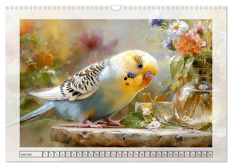 Produktbild: Wellensittiche. Fr&ouml;hliche Seelen auf der Terrasse (Wandkalender 2027 DIN A3 quer), CALVENDO Monatskalender