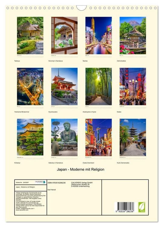 Produktbild: Japan - Moderne mit Religion (Wandkalender 2026 DIN A3 hoch), CALVENDO Monatskalender