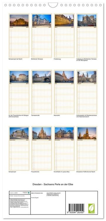 Produktbild: Familienplaner 2027 - Dresden - Sachsens Perle an der Elbe mit 5 Spalten (Wandkalender, 21 x 45 cm) CALVENDO