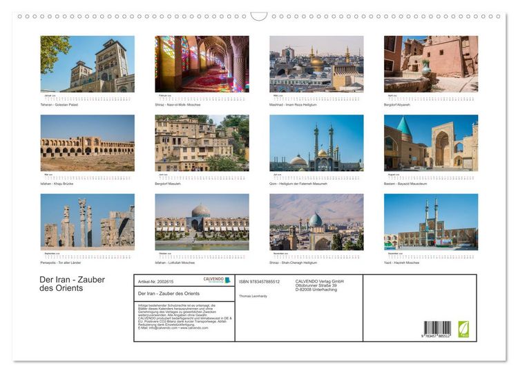 Produktbild: Der Iran - Zauber des Orients (Wandkalender 2026 DIN A2 quer), CALVENDO Monatskalender