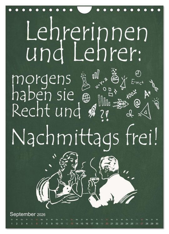 Produktbild: Coole Lehrerspr&uuml;che (Wandkalender 2026 DIN A4 hoch), CALVENDO Monatskalender