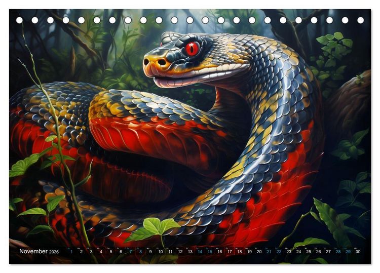 Produktbild: Jahr der Schlange - Illustrationen des chinesischen Tierkreiszeichens (Tischkalender 2026 DIN A5 quer), CALVENDO Monatskalender