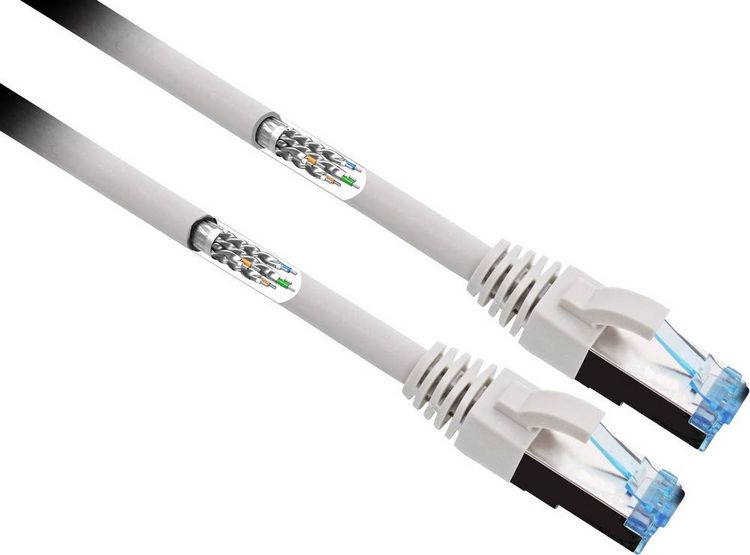 Produktbild: Renkforce RF-4737368 RJ45 Patchkabel CAT 6a S/FTP 1.00 m Grau hochflexibel, vergoldete Steckkontakte 1 St.
