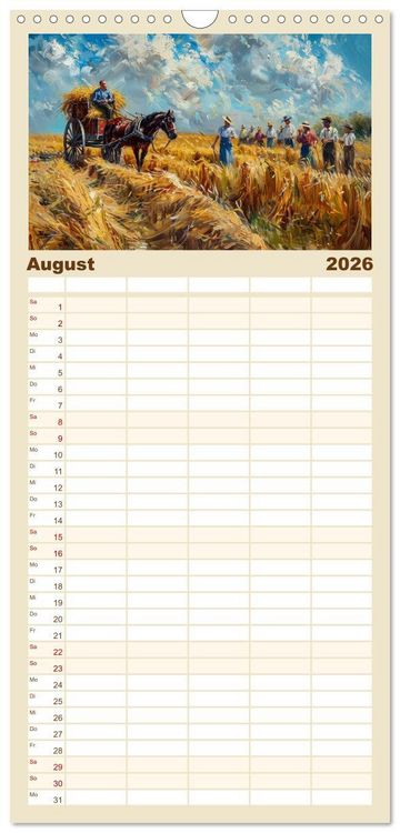 Produktbild: Familienplaner 2026 - Facetten des alten Landlebens mit 5 Spalten (Wandkalender, 21 x 45 cm) CALVENDO