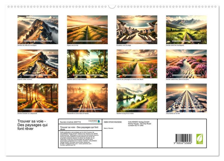 Produktbild: Trouver sa voie - Des paysages qui font r&ecirc;ver (Calendrier mural 2026 DIN A2 vertical) calendrier de bureau