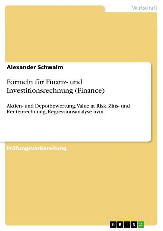 Produktbild: Formeln f&uuml;r Finanz- und Investitionsrechnung (Finance)