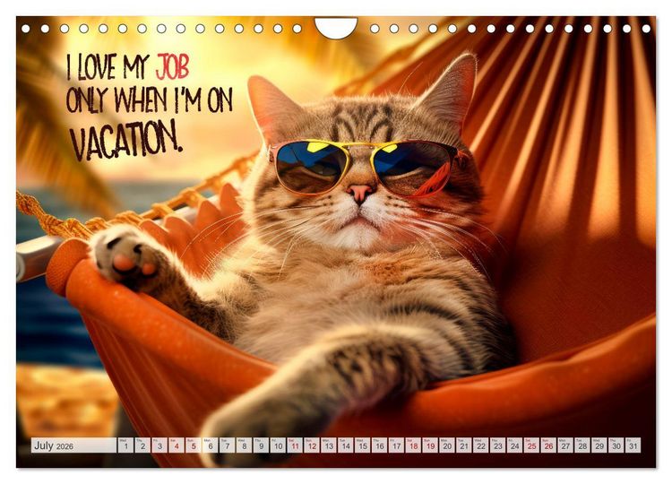 Produktbild: WITTY CATS Cool sayings (Wall Calendar 2026 DIN A4 landscape), CALVENDO 12 Month Wall Calendar