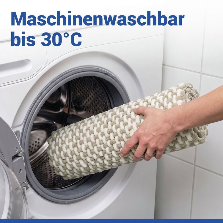 Produktbild: Badteppich Mod. Covelo Wei&szlig;-Beige, 50 x 80 cm, rutschfest und waschbar bis 30 &deg;C