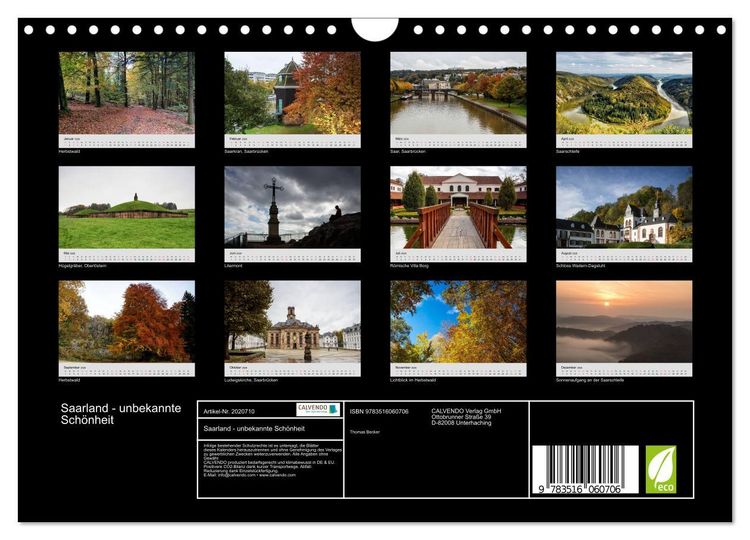 Produktbild: Saarland - unbekannte Sch&ouml;nheit (Wandkalender 2026 DIN A4 quer), CALVENDO Monatskalender