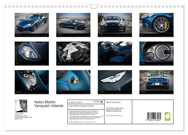 Produktbild: Aston Martin Vanquish Volante (Wandkalender 2026 DIN A3 quer), CALVENDO Monatskalender
