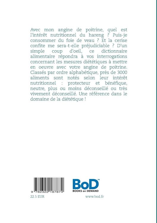 Produktbild: Dictionnaire alimentaire de l'angine de poitrine