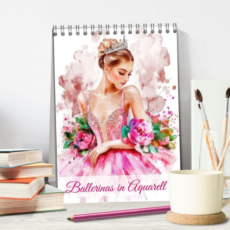 Produktbild: Ballerinas in Aquarell (Tischkalender 2026 DIN A5 hoch), CALVENDO Monatskalender
