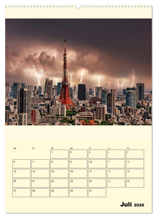 Produktbild: Metropolen im Gewitter (Wandkalender 2026 DIN A2 hoch), CALVENDO Monatskalender