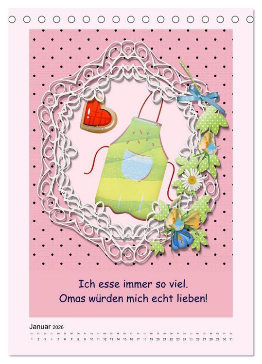 Produktbild: Mampfen und Lachen! Lustige Spr&uuml;che &uuml;ber K&uuml;che, kochen und essen (Tischkalender 2026 DIN A5 hoch), CALVENDO Monatskalender