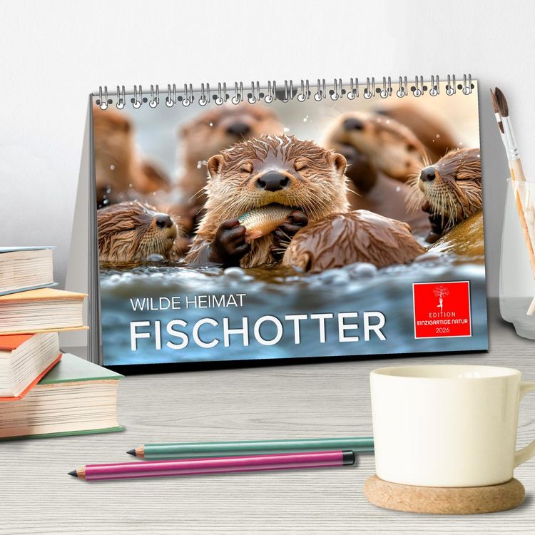 Produktbild: Wilde Heimat - Fischotter (Tischkalender 2026 DIN A5 quer), CALVENDO Monatskalender