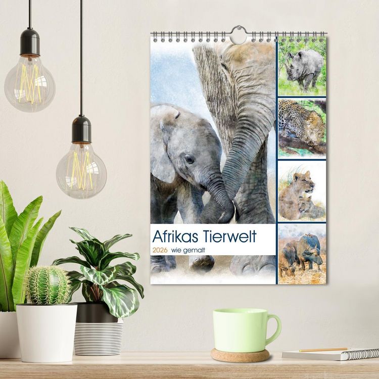 Produktbild: Afrikas Tierwelt - wie gemalt (Wandkalender 2026 DIN A4 hoch), CALVENDO Monatskalender