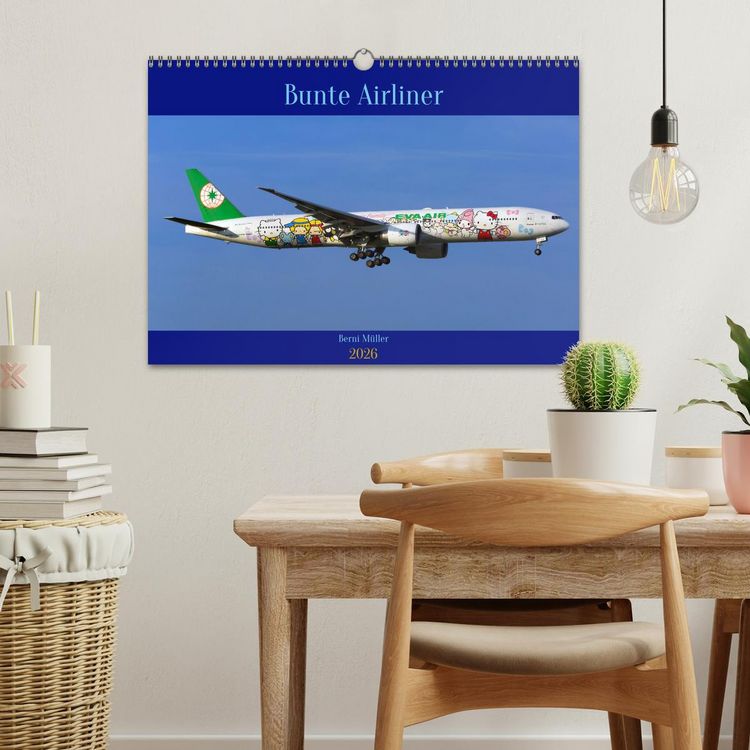 Produktbild: Bunte Airliner (Wandkalender 2026 DIN A3 quer), CALVENDO Monatskalender