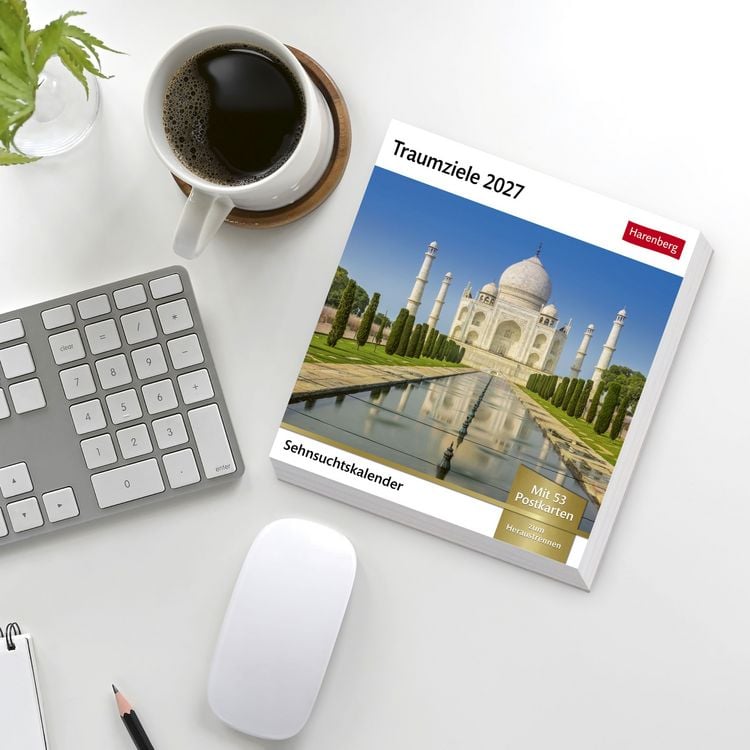Produktbild: Traumziele Sehnsuchtskalender 2027 - Wochenkalender mit 53 Postkarten