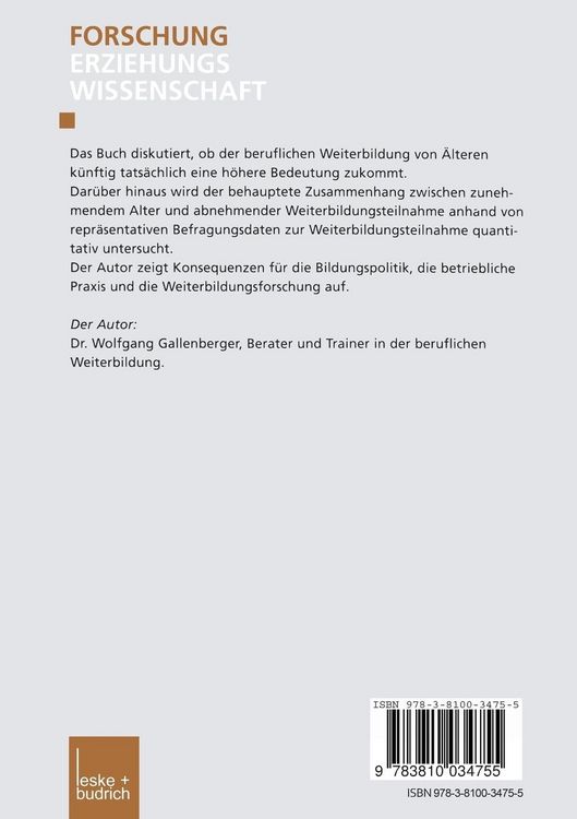 Produktbild: Weiterbildungsabstinenz &auml;lterer Besch&auml;ftigter in einer alternden Erwerbsbev&ouml;lkerung?