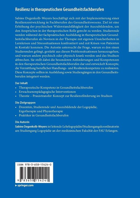 Produktbild: Resilienz in therapeutischen Gesundheitsfachberufen