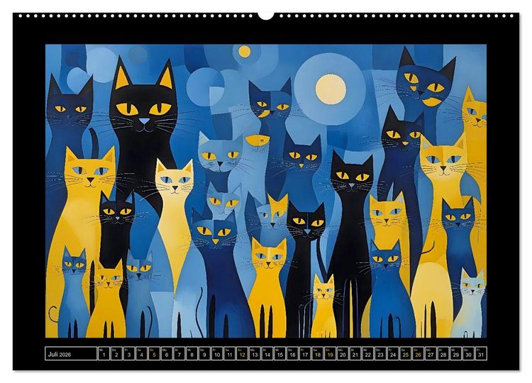 Produktbild: Schnurrendes Katzenget&uuml;mmel (hochwertiger Premium Wandkalender 2026 DIN A2 quer), Kunstdruck in Hochglanz