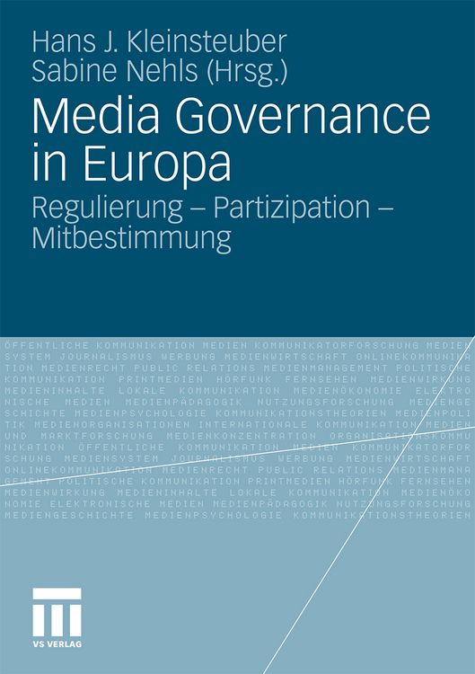Produktbild: Media Governance in Europa