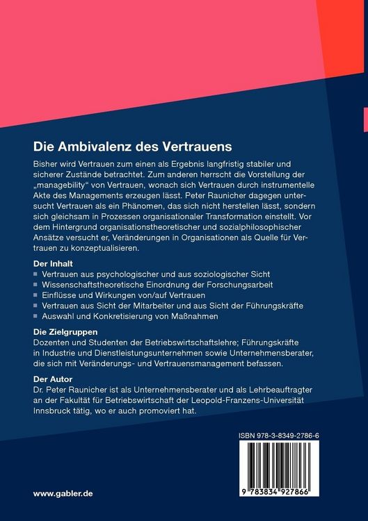 Produktbild: Die Ambivalenz des Vertrauens