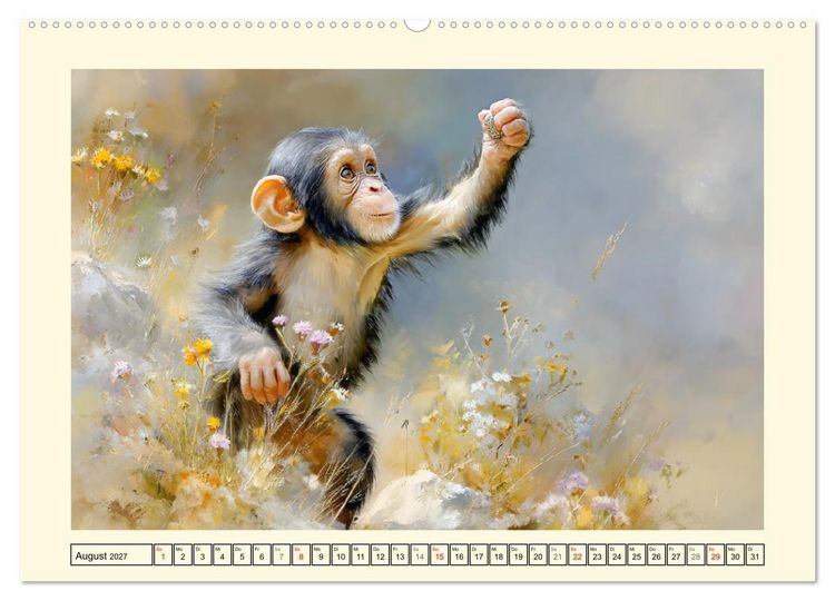 Produktbild: Schimpansen. Freude und Abenteuer im Dschungelreich (Wandkalender 2027 DIN A2 quer), CALVENDO Monatskalender
