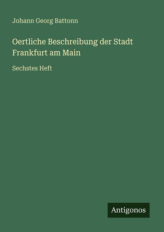 Produktbild: Oertliche Beschreibung der Stadt Frankfurt am Main