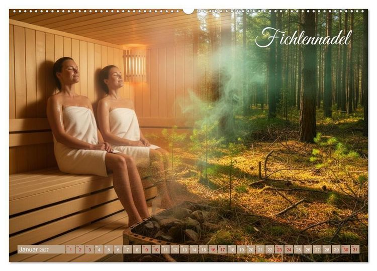 Produktbild: Sauna - Hitze, Duft, Genuss (hochwertiger Premium Wandkalender 2027 DIN A2 quer), Kunstdruck in Hochglanz