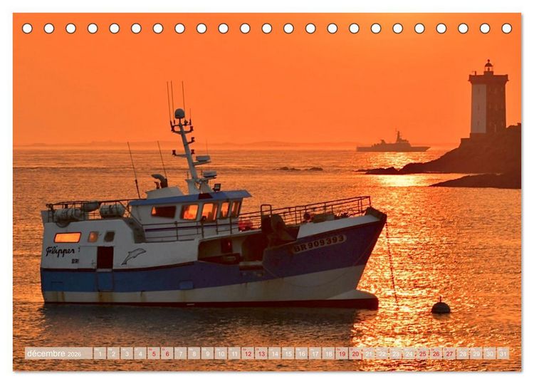 Produktbild: Couchers de soleil sur Kermorvan (Calendrier de bureau 2026 DIN A5 vertical), CALVENDO calendrier mensuel