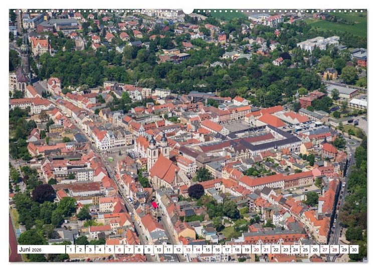 Produktbild: Lutherstadt Wittenberg - Stadt der Reformation aus der Vogelperspektive (hochwertiger Premium Wandkalender 2026 DIN A2 quer), Kunstdruck in Hochglanz