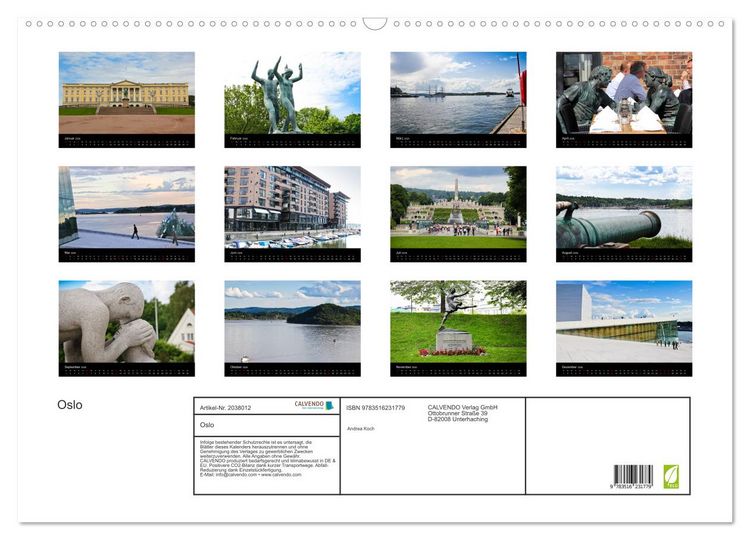 Produktbild: Oslo (Wandkalender 2026 DIN A2 quer), CALVENDO Monatskalender