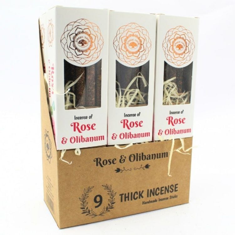 Produktbild: R&auml;ucherst&auml;bchen Green Tree Rose & Olibanum Botanical Incense, 9 dicke St&auml;bchen