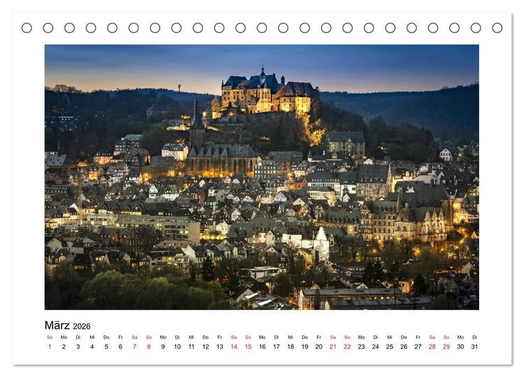 Produktbild: Marburg an der Lahn - ein Jahr in Bildern (Tischkalender 2026 DIN A5 quer), CALVENDO Monatskalender
