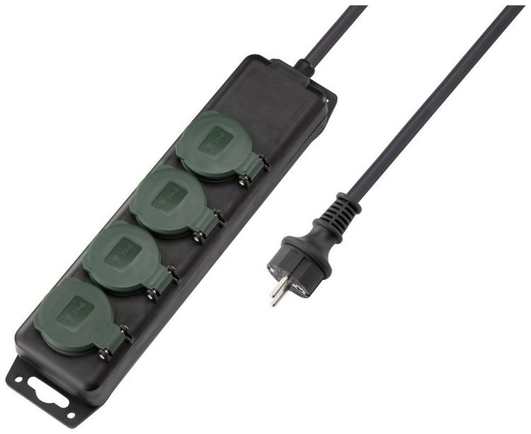 Produktbild: Sygonix SY-5145340 Steckdosenleiste Schwarz, Gr&uuml;n Schutzkontakt 1St.