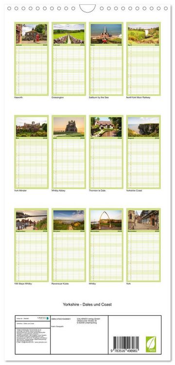 Produktbild: Familienplaner 2026 - Yorkshire - Dales und Coast mit 5 Spalten (Wandkalender, 21 x 45 cm) CALVENDO