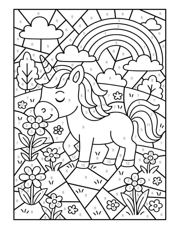 Produktbild: Malen nach Zahlen Einhorn Malbuch f&uuml;r Kinder ab 5&ndash;7 Jahren
