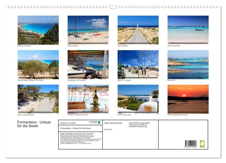 Produktbild: Formentera - Urlaub f&uuml;r die Seele (Wandkalender 2026 DIN A2 quer), CALVENDO Monatskalender