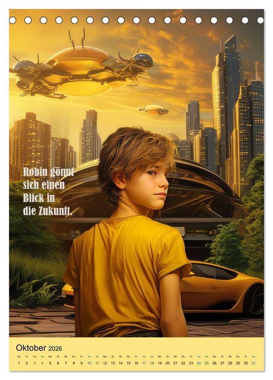 Produktbild: Robin und die Zeitmaschine (Tischkalender 2026 DIN A5 hoch), CALVENDO Monatskalender