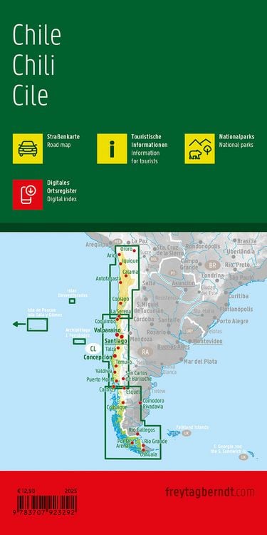 Produktbild: freytag & berndt Stra&szlig;enkarte Chile 1:1,2 Mio.